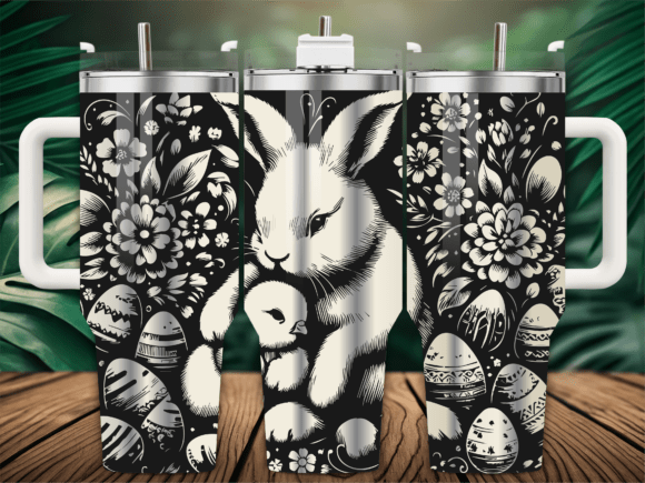 Easter Bunny Chick Floral Tumbler