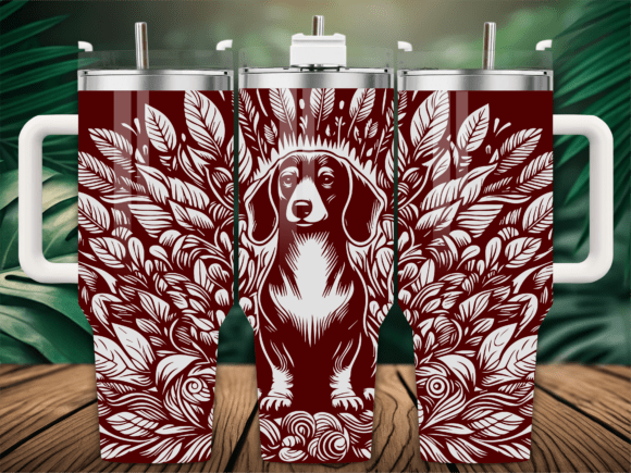 Floral Leaves Dachshund
