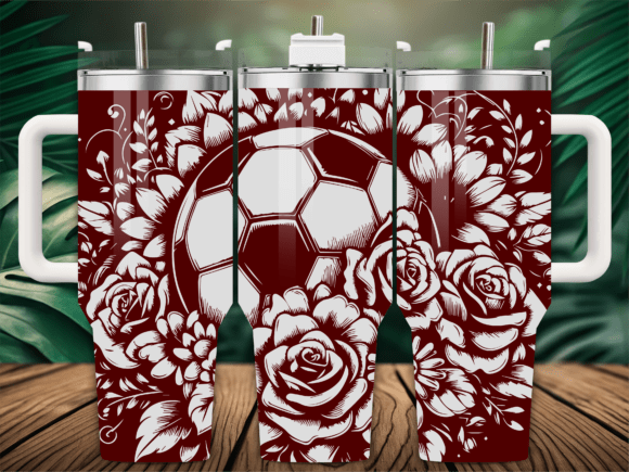 Floral Roses Soccer Ball Tumbler