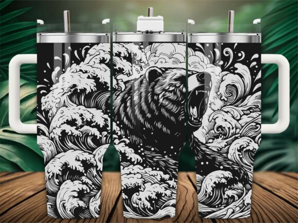 Grizzly Bear Sea Wave 40oz Tumbler