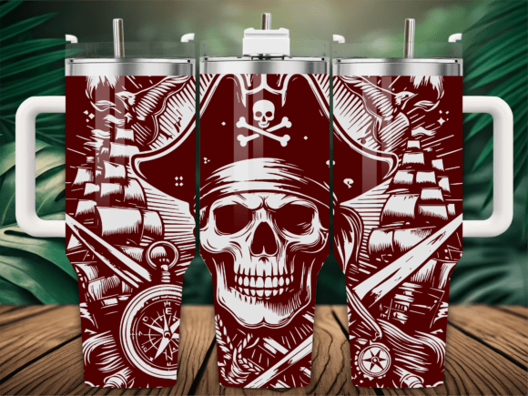 Nautical Pirate Skull Tumbler Wrap