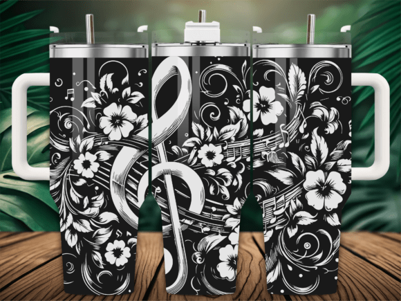 Seamless Floral Music Tumbler Wrap