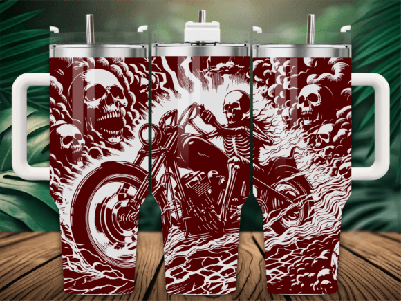 Skull Skeleton Rider Tumbler Wrap