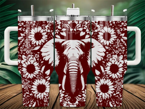 Sunflower Elephant Embroidery Design