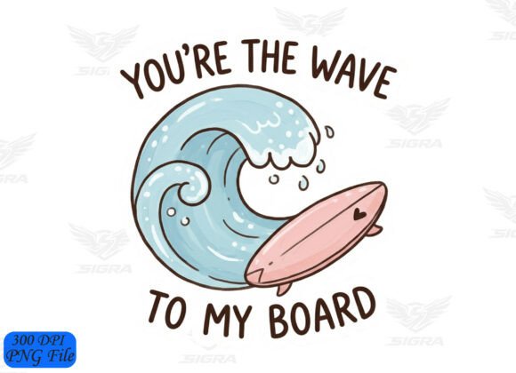 Surfboard Summer Pun SVG Hand Drawn PNG
