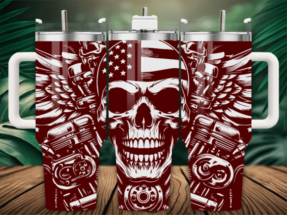 USA Flag Motorcycle Tumbler Wrap