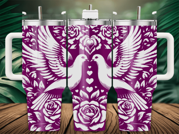 Valentine Love Birds Rose Tumbler