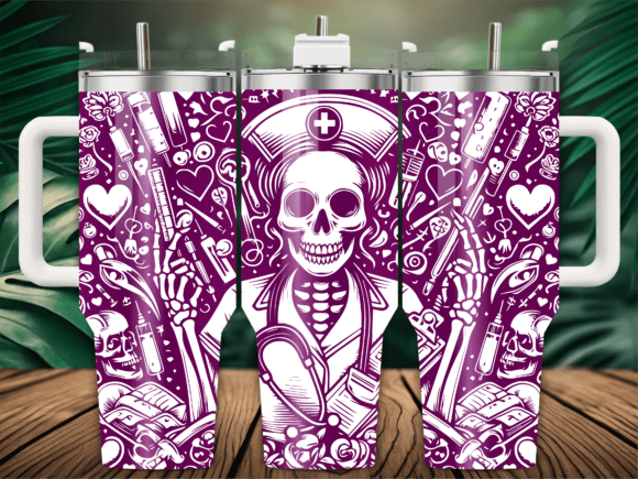 Valentines Skeleton Nurse Tumbler